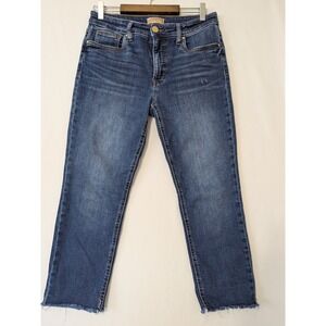 Kut from the Kloth Rachael Fab Ab Mom Jean 6P Blue High Rise Raw Hem KP1561PJ9N